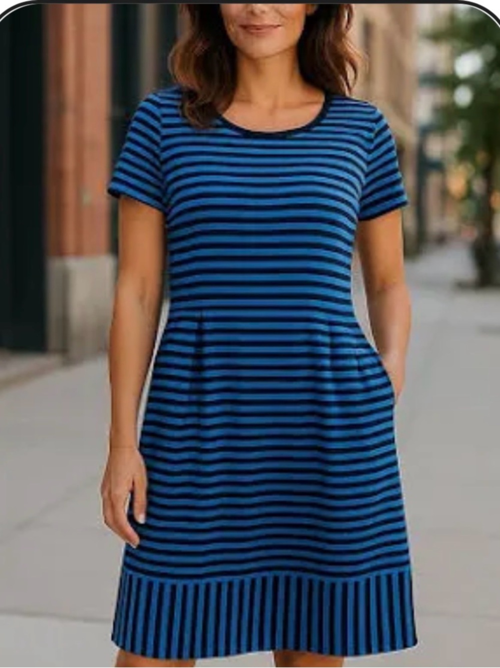 Beautiful, like new, Pixley Blue and Black Striped Midi Dress